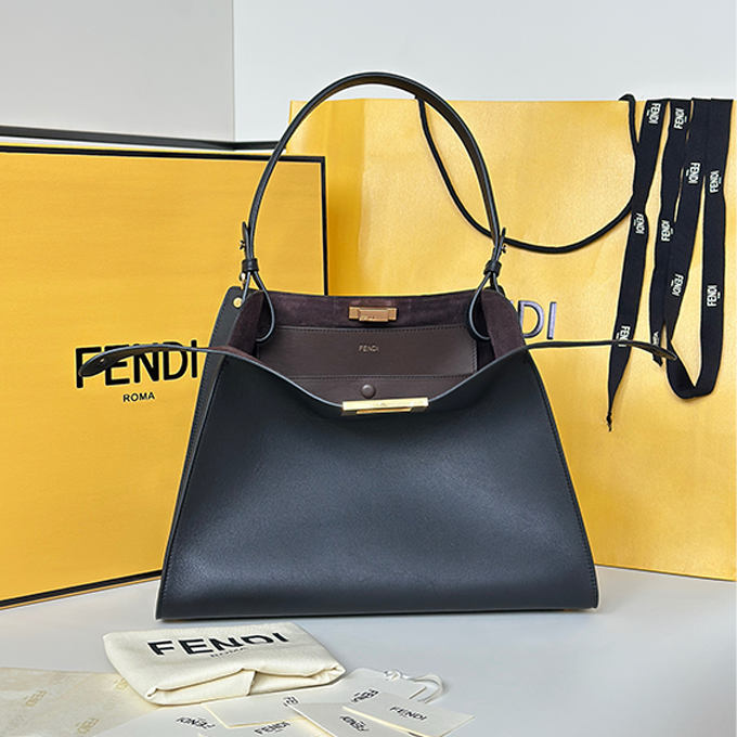 fendi way medium soft trapezoidal open‑top tote handbag